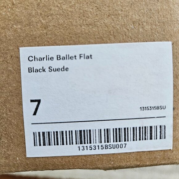 Reformation Charlie Ballet Flat Black Suede Size 7 - Picture 3 of 3